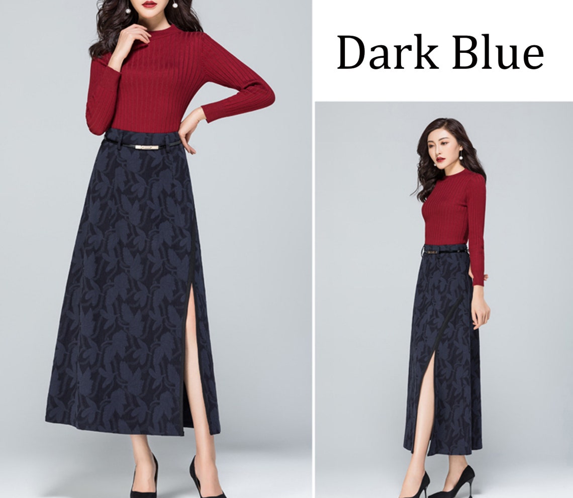 Women's Split Skirt Midi Skirt Jacquard Skirt Linen - Etsy