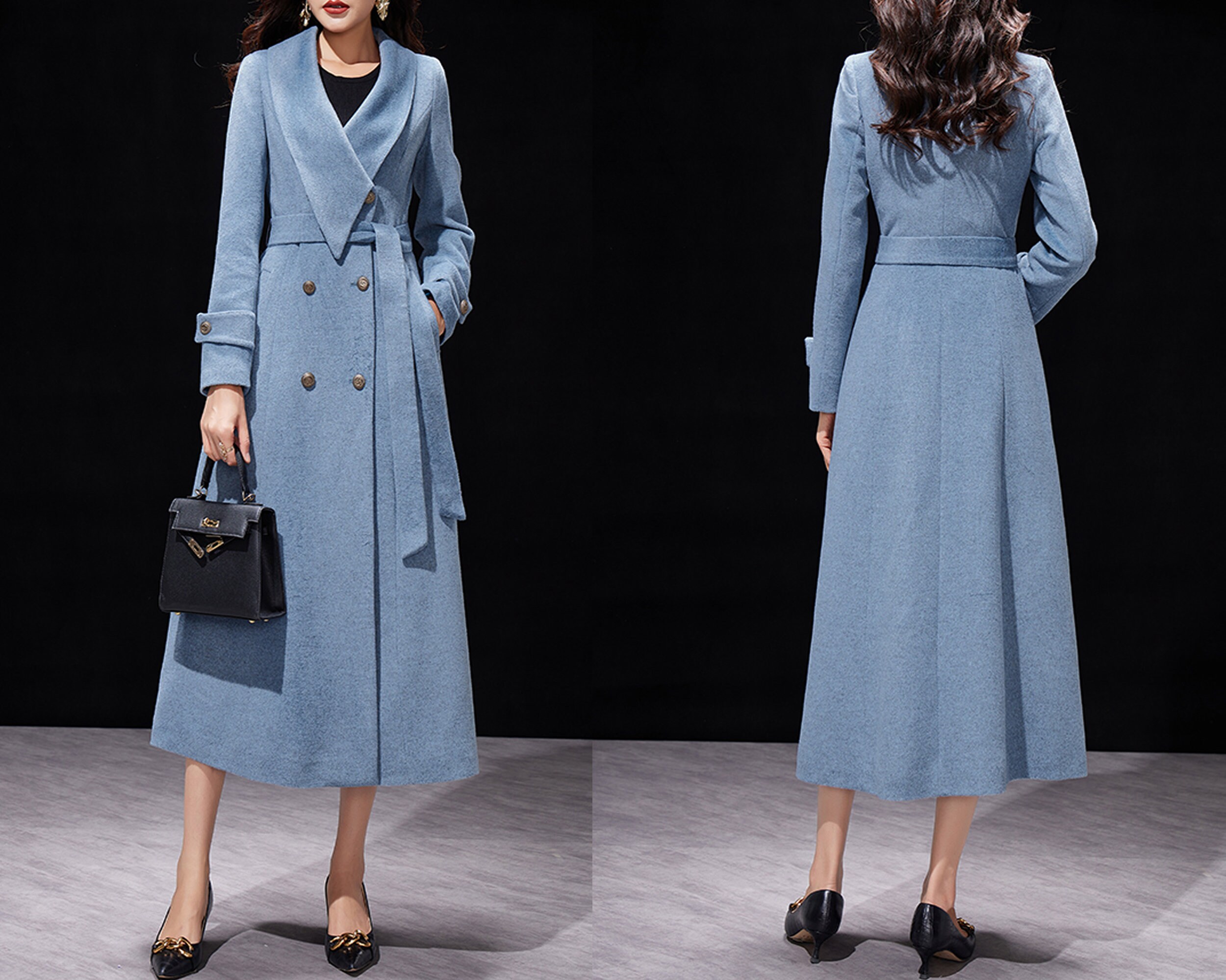 Winter Coat, Wool Coat Women, Long Jacket, Double Breasted Jacket, Coat Dress, Light Blue Coat, Warm Coat, Plus Size Coat Y038 - Etsy Winter Coat, Wool Coat Women, Long Jacket, Double Breasted Jacket, Coat Dress, Light Blue Coat, Warm Coat, Plus Size Coat Y038 - Etsy