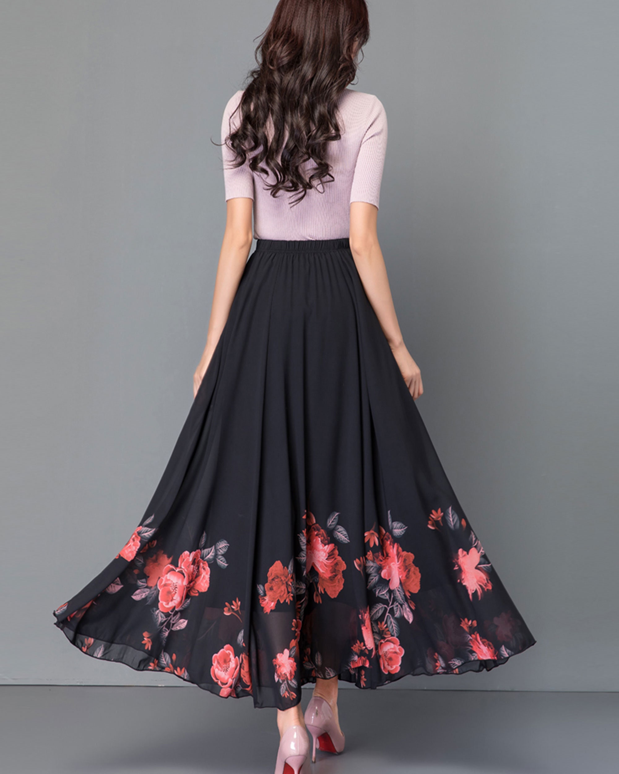 【Sinoon】 Lace Flared Skirt / 追跡付 Breezy Boho Sheer Lace Asymmetric Maxi Skirt | Windsor