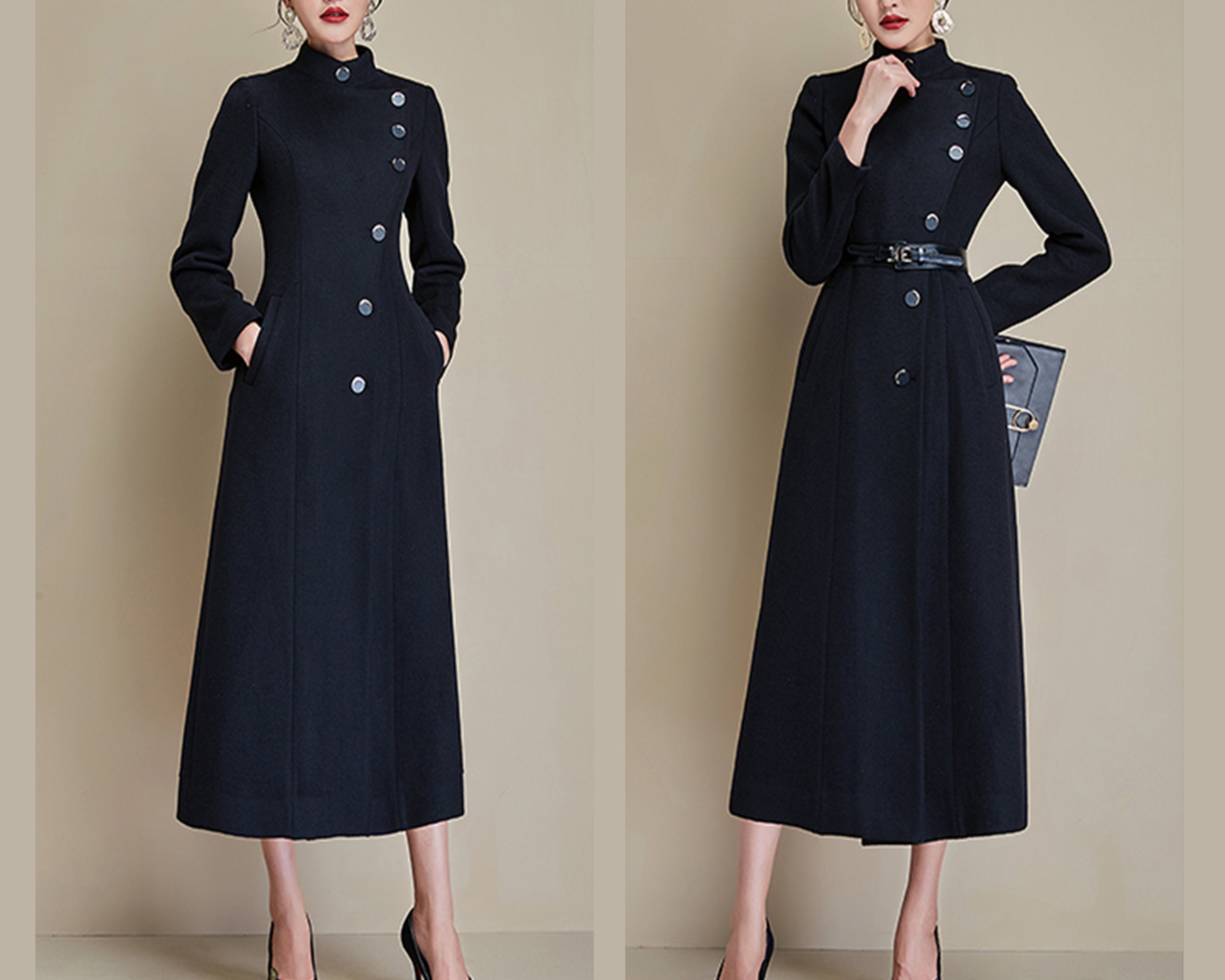 Wool Coat Women, Winter Coat, Long Jacket,high Collar Coat Wool Coat Women, Winter Coat, Long Jacket,high Collar Coat