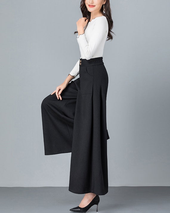 Buy WIDE LEGGED CASUAL BLACK TROUSER for Women Online in India