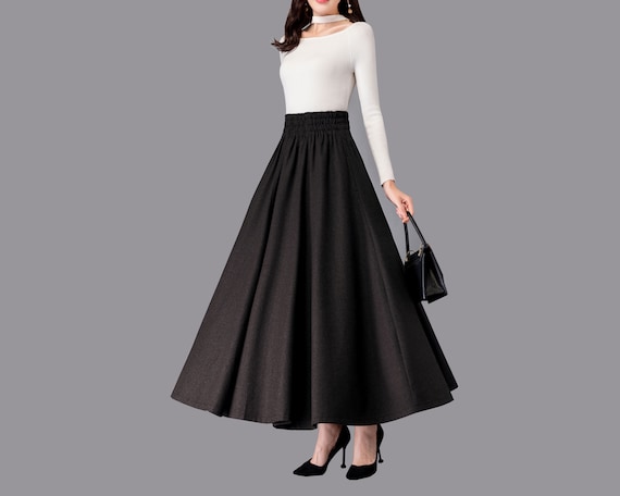 Wool Skirt, Winter Skirt, Dark Gray Skirt, Long Wool Skirt Wool Skirt, Winter Skirt, Dark Gray Skirt, Long Wool Skirt
