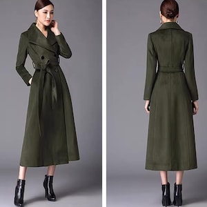 Wool coat women, winter coat, long jacket, double breasted jacket, coat dress, Camel wool long coat, warm coat, plus size coat Y0056
