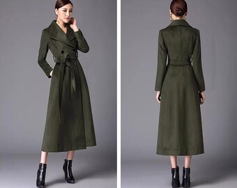 ロングウールコート、オーバーサイズダブルブレスト冬コート、Ylistyle