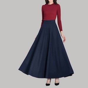 Wool skirt, Winter skirt, black skirt, long wool skirt, vintage skirt, high waist skirt, wool maxi skirt, elastic waist skirt Q0015