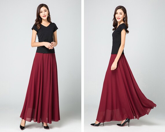 Women's Maxi Skirt, Chiffon A-line Skirt, Long Skirt, High