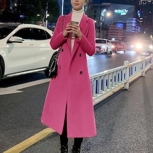 Wool coat women, winter coat, long jacket, double breasted jacket, coat dress, Camel wool long coat, warm coat, plus size coat Y056