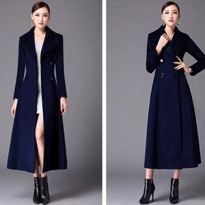Wool coat women, winter coat, long jacket, double breasted jacket, coat dress, Camel wool long coat, warm coat, plus size coat Y0056