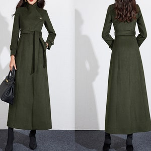 Women wool coat, winter coat, long jacket, coat dress, long designer coat, warm coat, plus size coat Y0021