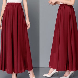 Women's maxi skirt, Elastic waist skirt, flare skirt, chiffon skirt, high waist skirt, long skirt, A-line skirt, white skirt A0012 image 5
