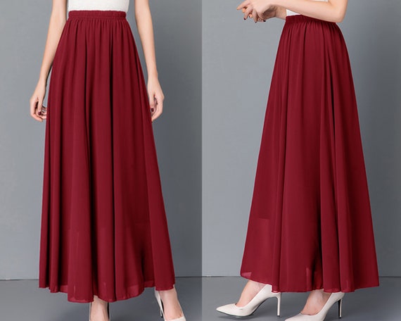 Women's Maxi Skirt, Elastic Waist Skirt, Flare Skirt