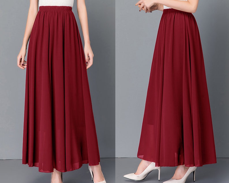 Women's maxi skirt, Elastic waist skirt, flare skirt, chiffon skirt, high waist skirt, long skirt, A-line skirt, white skirt A0012 image 5