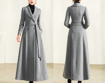 Wool Maxi Coat: Double Breasted Belted Winter Jacket - Etsy