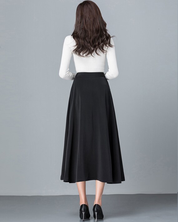 9*6様 Star Flayered Midi Skirt (Black) Nightingale Buckled Midi Skirt - Black | Disturbia - Shop