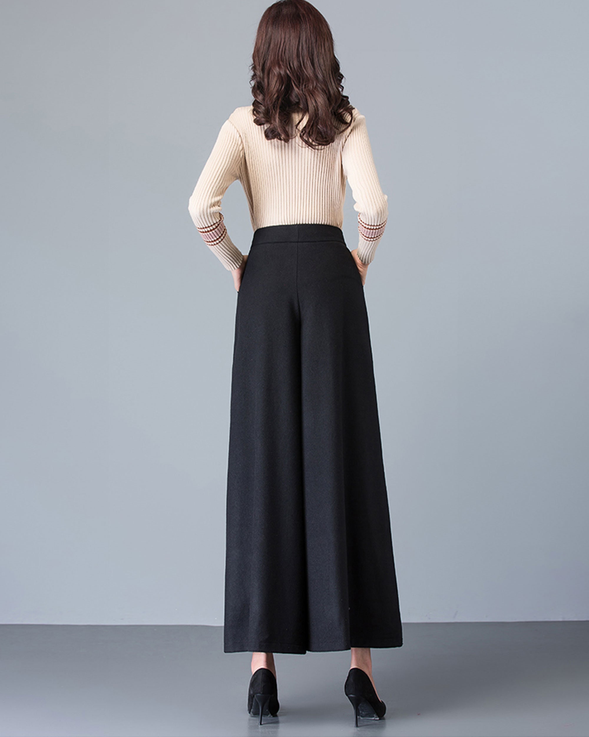 Flare Skirt Pants Wide Leg Pants Wool Pants Cropped Pants - Etsy