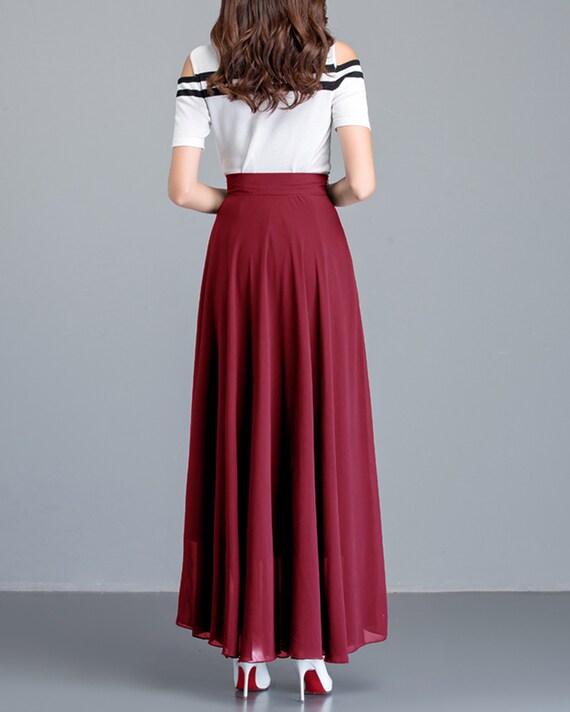 Women's Maxi Skirt, Chiffon A-line Skirt, Long Skirt, High