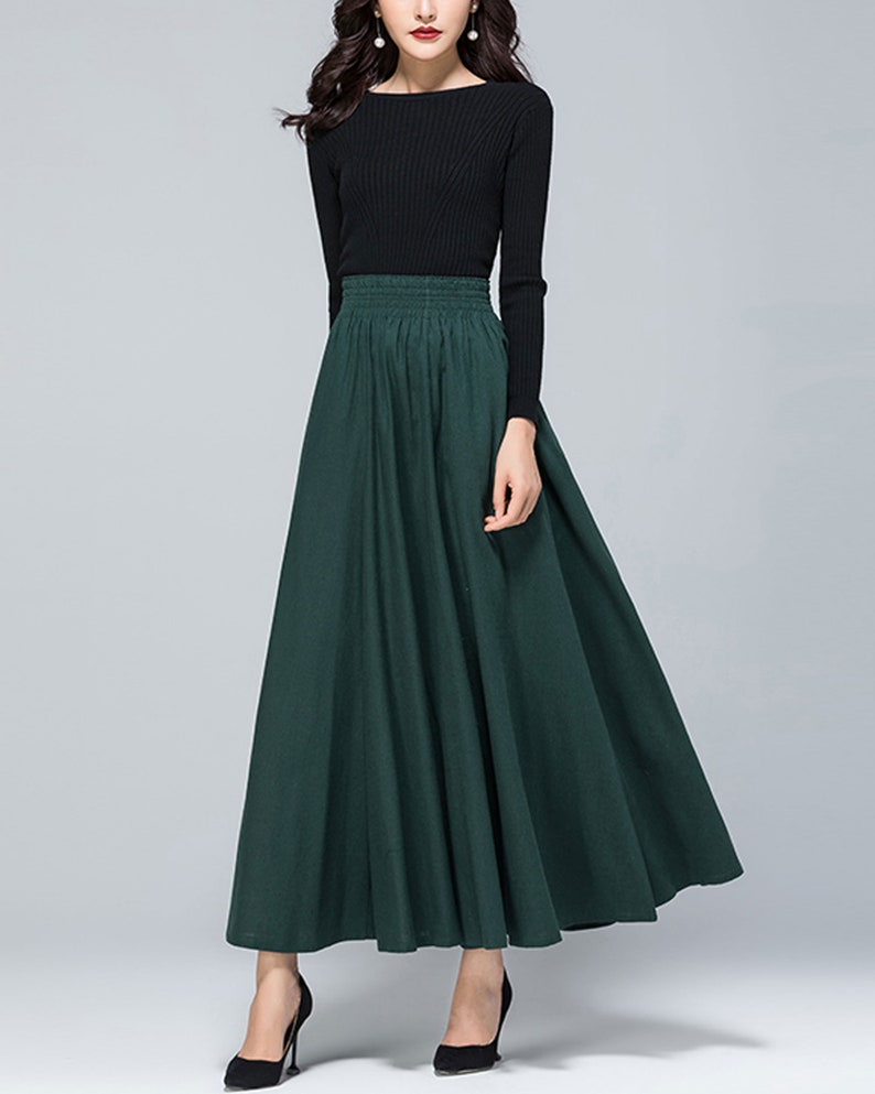 Spring Skirt Vintage Skirt Flare Skirtlinen Skirt Elastic - Etsy