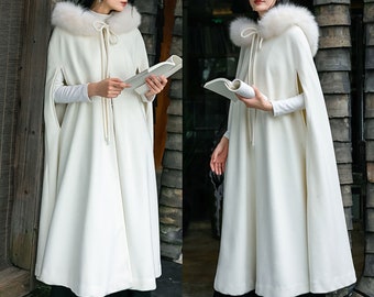 Winter Cape Coat/jacket for Women/white Wool Cape/cape Jacket