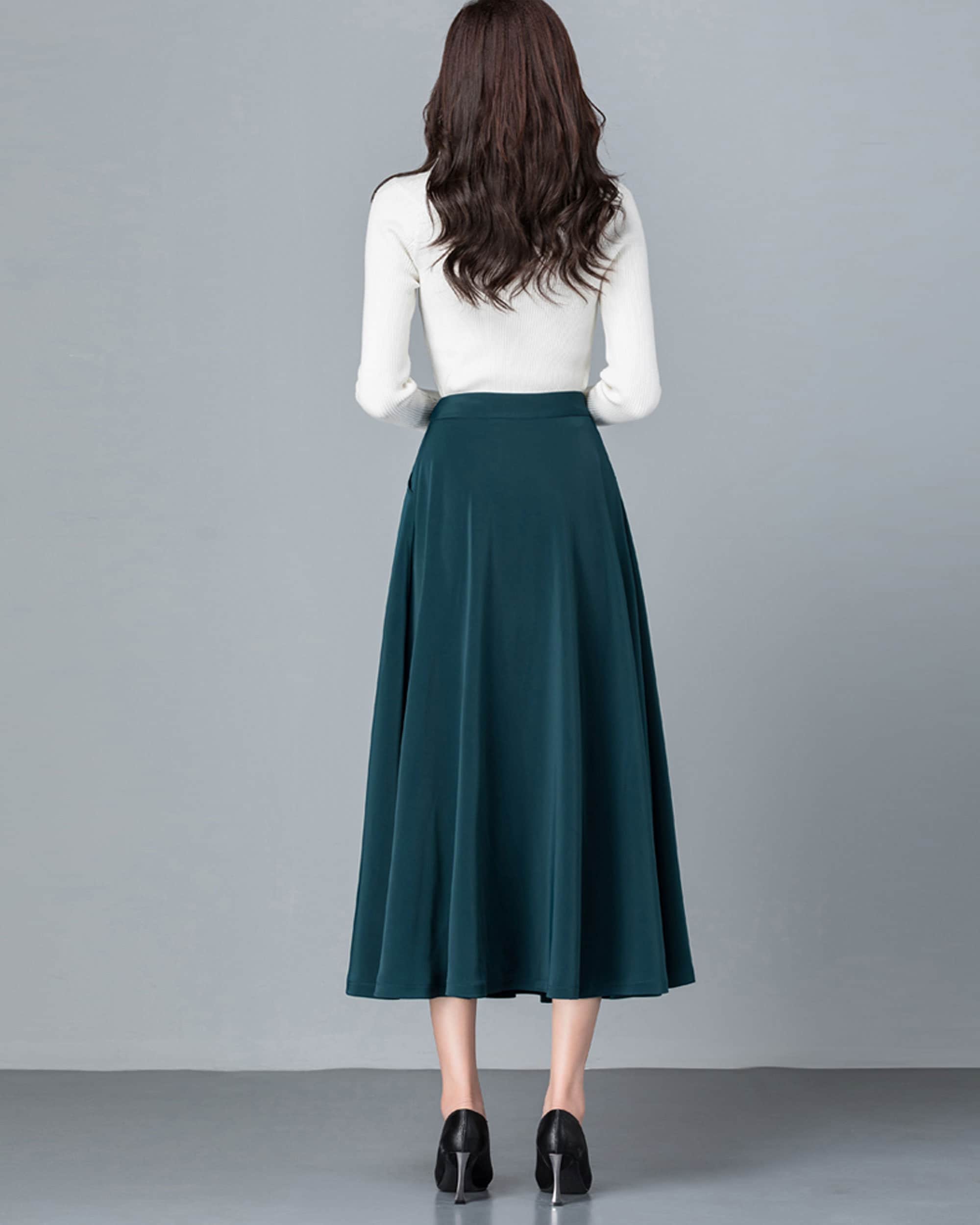 Midi Skirt, A-line Skirt, Long Skirt, Vintage Skirt, High