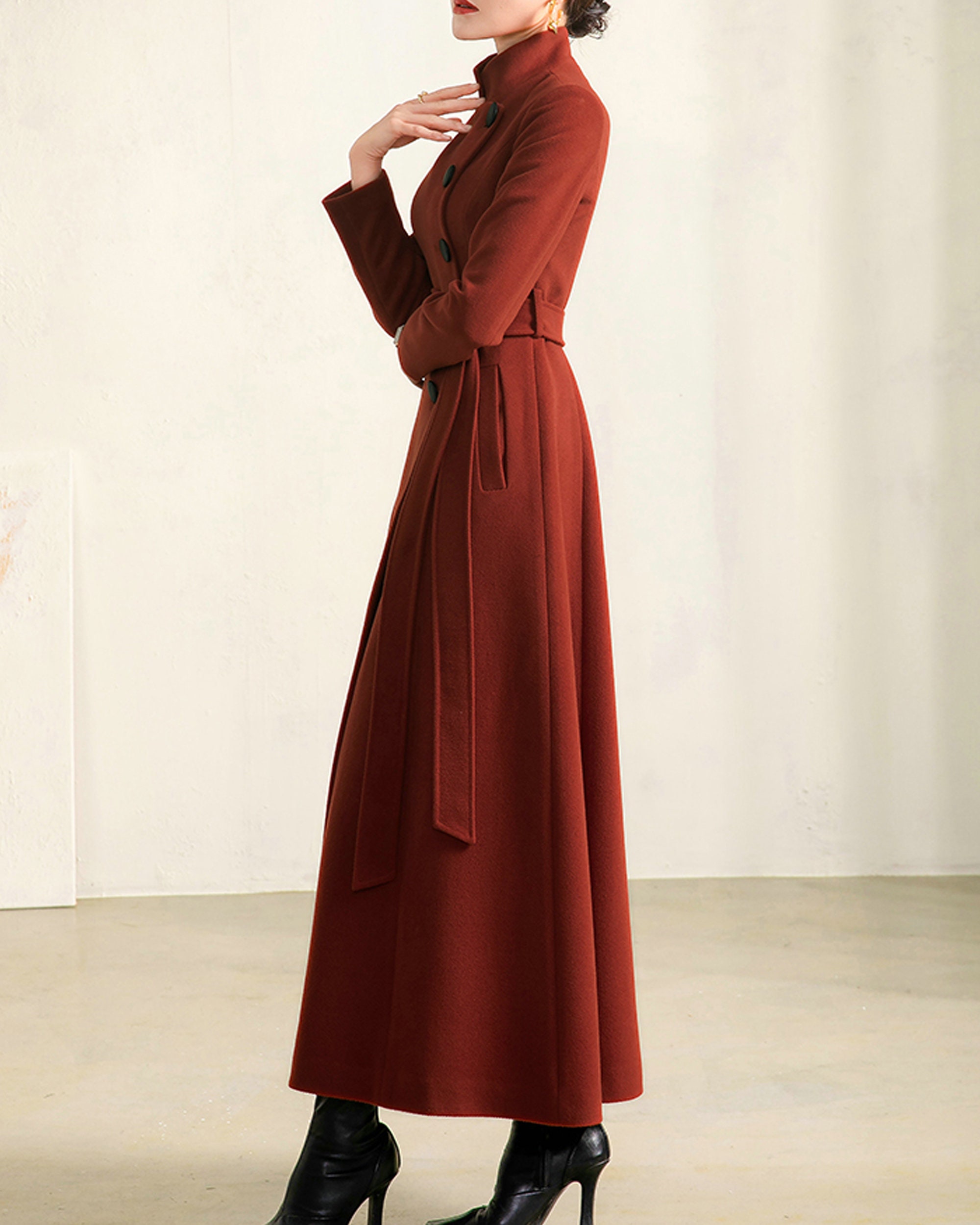 Wool Coat Women, Winter Coat, Long Jacket, High Collar Coat Wool Coat Women, Winter Coat, Long Jacket, High Collar Coat