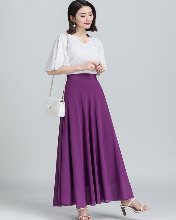 Chiffon Maxi Skirt: High Waist A-line Flare Skirt - Etsy