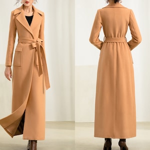 Wool coat women, coat with belt, winter coat, long jacket, wool jacket, coat dress, wool long coat, plus size coat Y0087