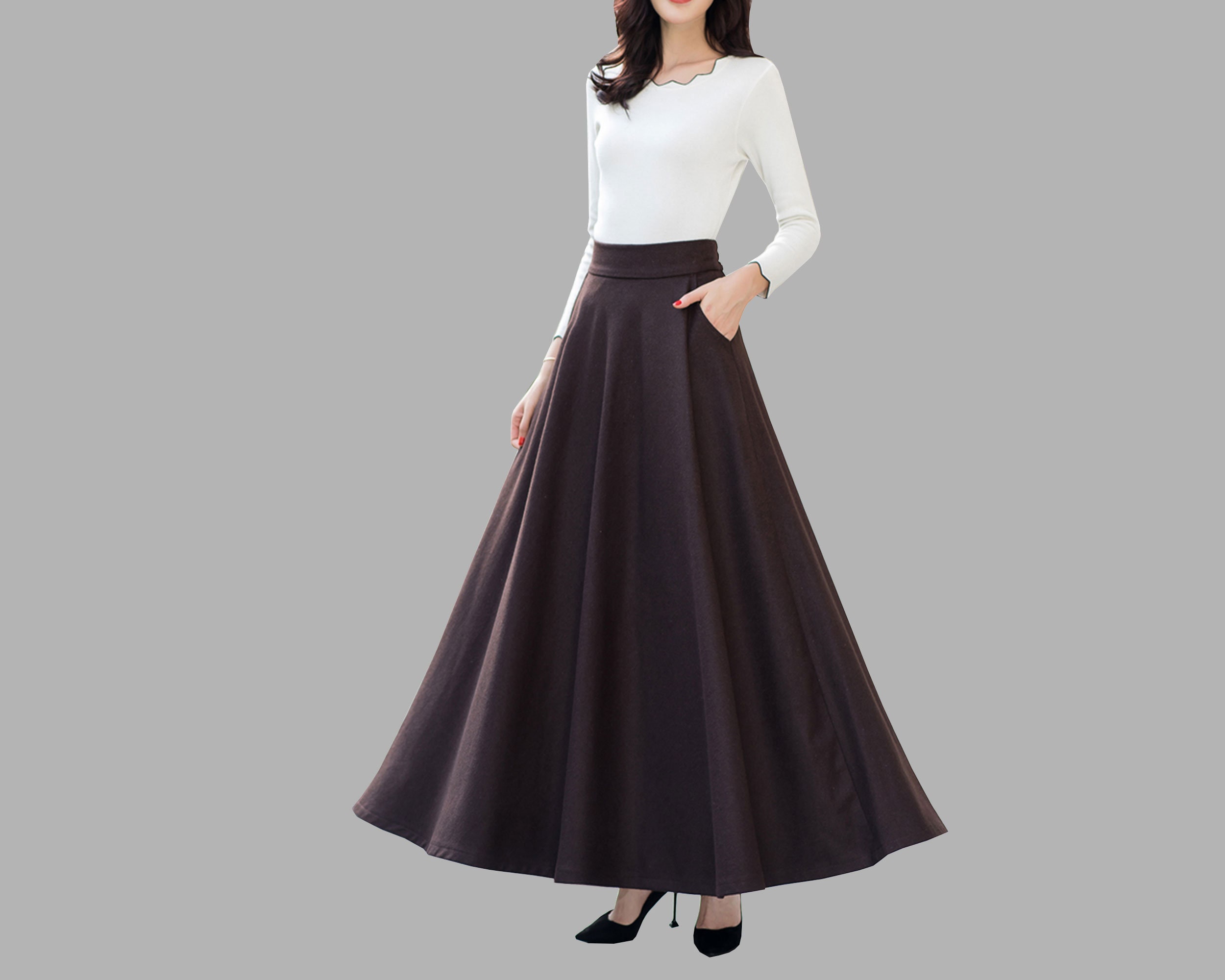 スカート Peserico Tailored Black Wool Maxi Skirt il_fullxfull.2576675376_cdgp.jpg