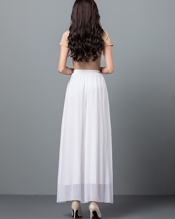 Summer Pants, Wide Leg Pants, Women's Chiffon Pants, Black