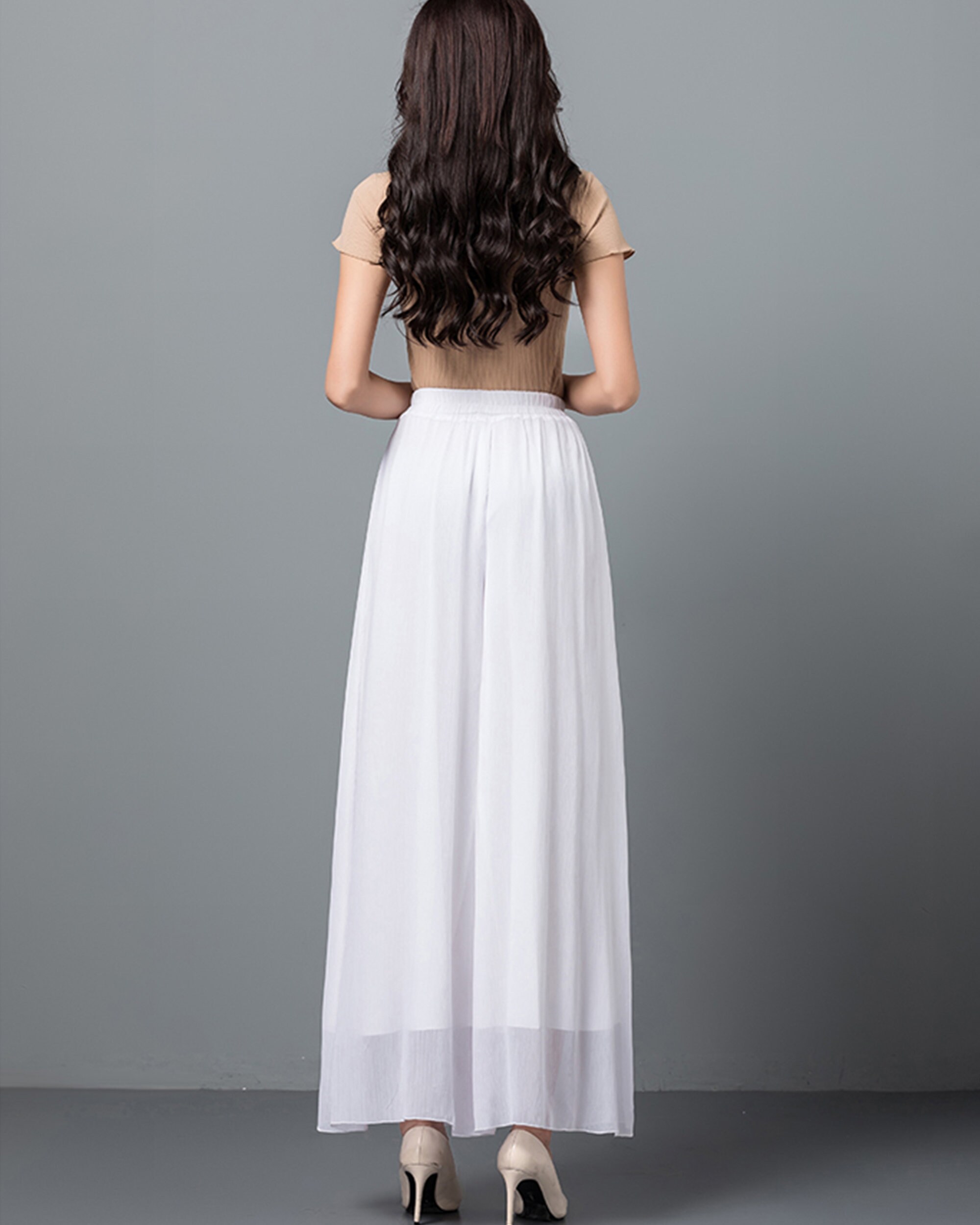 Summer Pants, Wide Leg Pants, Women's Chiffon Pants, Black