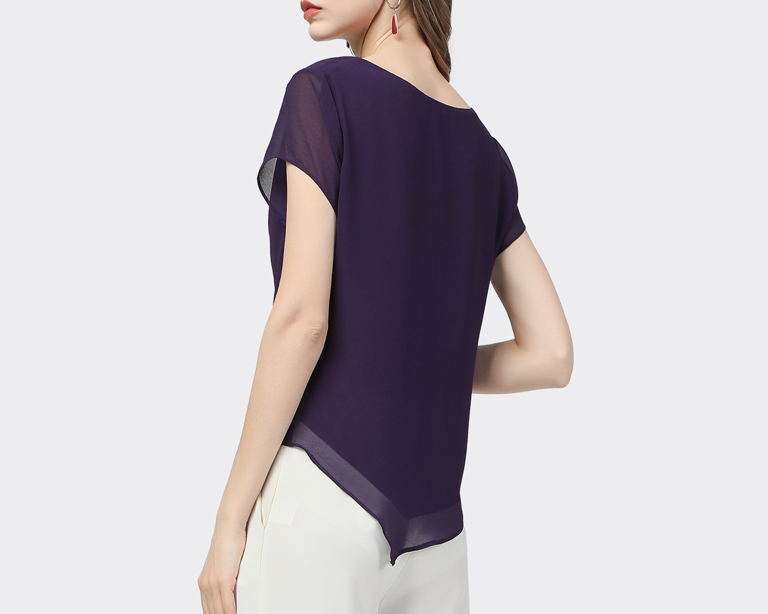 Women's Chiffon Top, Cowl Neck Top, Chiffon T-shirt, Summer