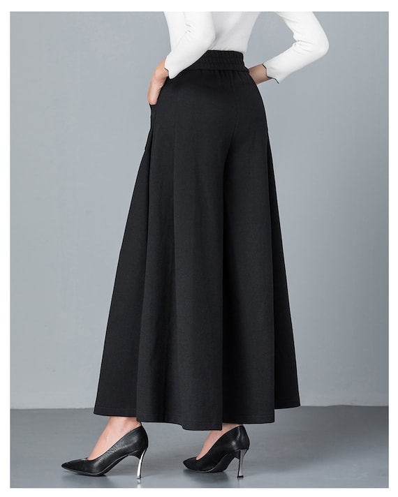 Wide Leg Skirt Pants, Women's Cotton Pants, Cropped Pants Wide Leg Skirt Pants, Women's Cotton Pants, Cropped Pants