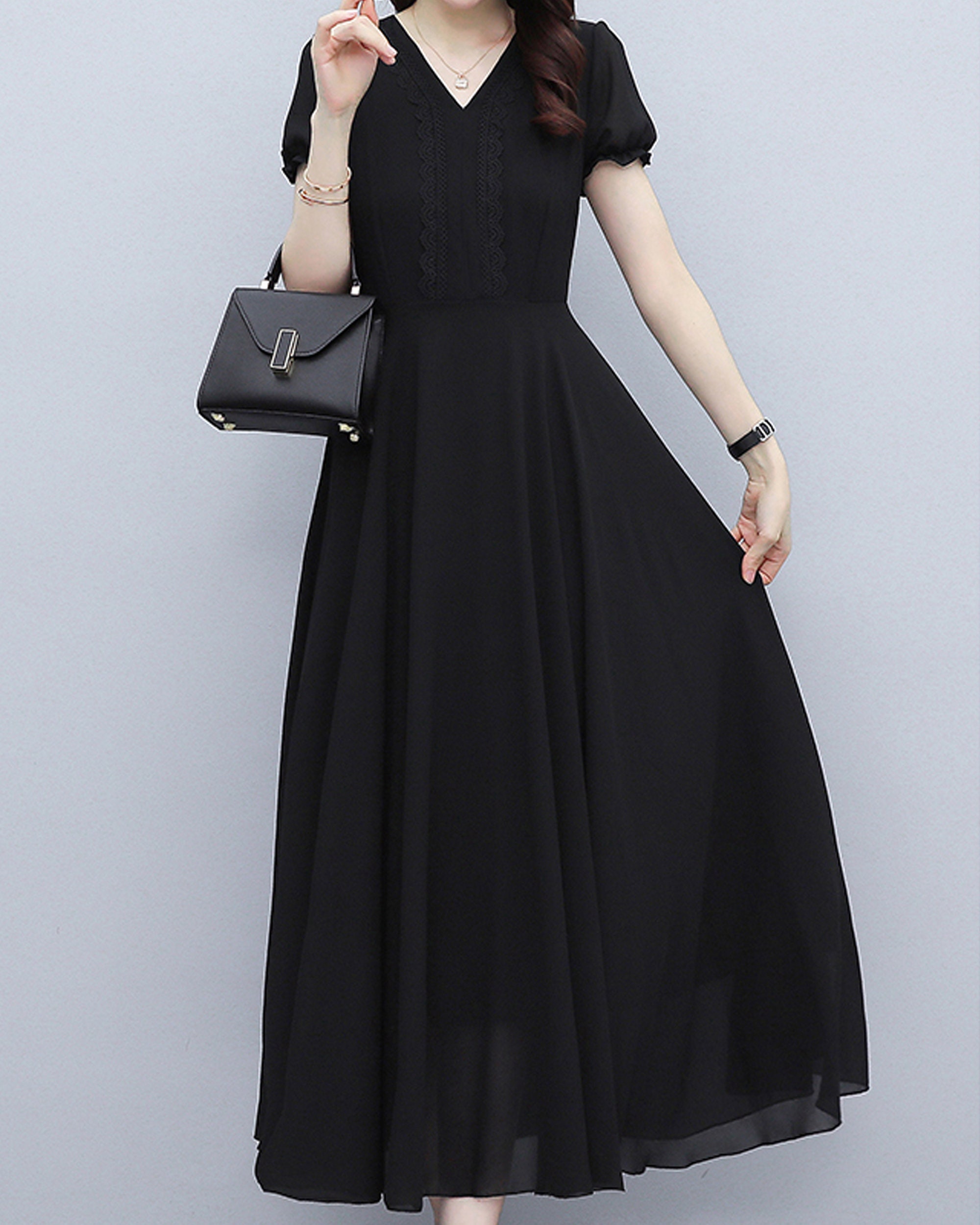 V-Neck Short Sleeve Dress