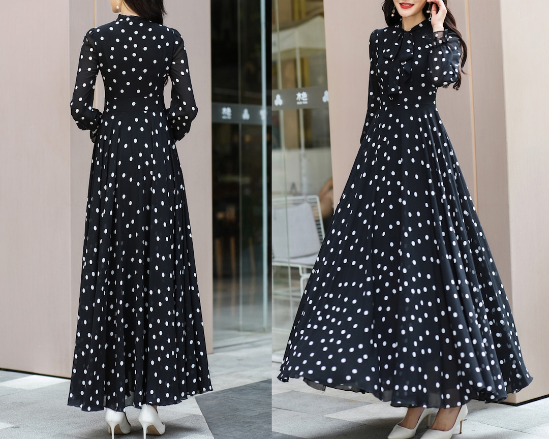 polka dot chiffon maxi dress Ruched Split Hem Sleeveless Chiffon Deep V-Neck, Pippa Polka Dot Maxi Dress in Brown, Size XS,