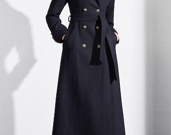 Long Wool Winter Coat: Double Breasted Designer Jacket