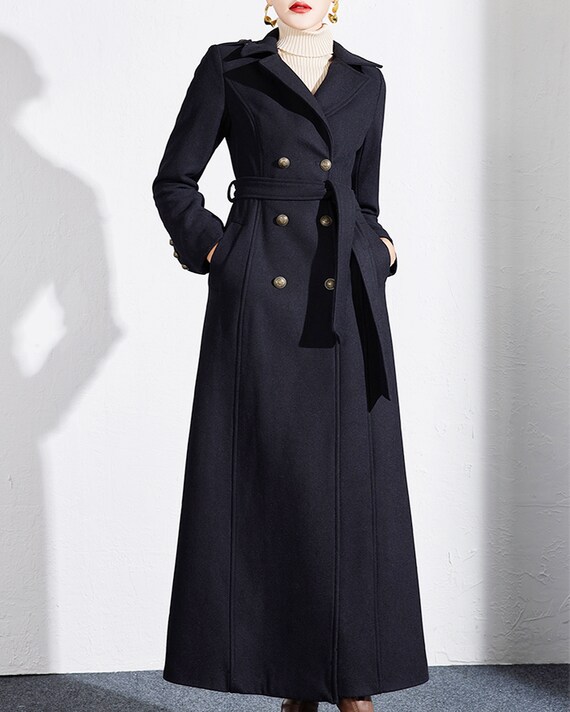 Wool Coat Women, Winter Coat, Long Jacket, High Collar Coat, Coat Dress,  Wool Long Coat, Warm Coat, Plus Size Coat Y0093 