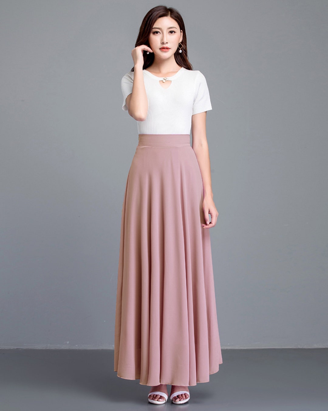 ★RONRON★ HEART PENDANT LACE TRACK LINE FLARE MAXI SKIRT 新作【RONRON】HEART PENDANT LACE TRACK LINE FLARE MAXI SKIRT