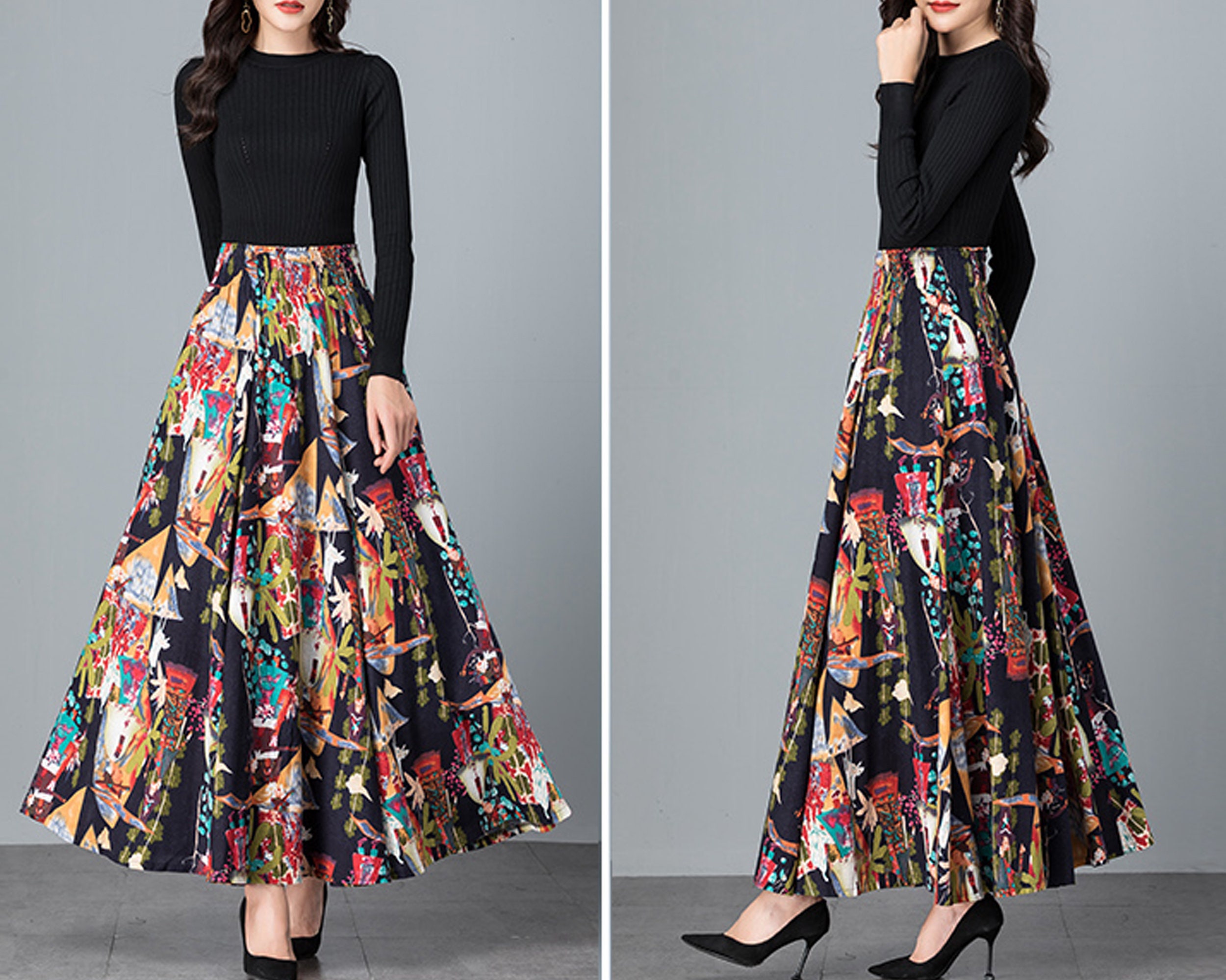 Women's Linen Skirt, Maxi Skirt, Elastic Waist Skirt, Printed Skirt, Flare Skirt, High Waist Skirt, Long Skirt, A-line Skirt Q0058 - Etsy Women's Linen Skirt, Maxi Skirt, Elastic Waist Skirt, Printed Skirt, Flare Skirt, High Waist Skirt, Long Skirt, A-line Skirt Q0058 - Etsy