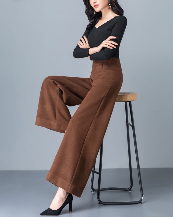 Lyocell and Cotton Classic Fit Trousers - Wide Leg Pants - Women | Shukr  Clothing