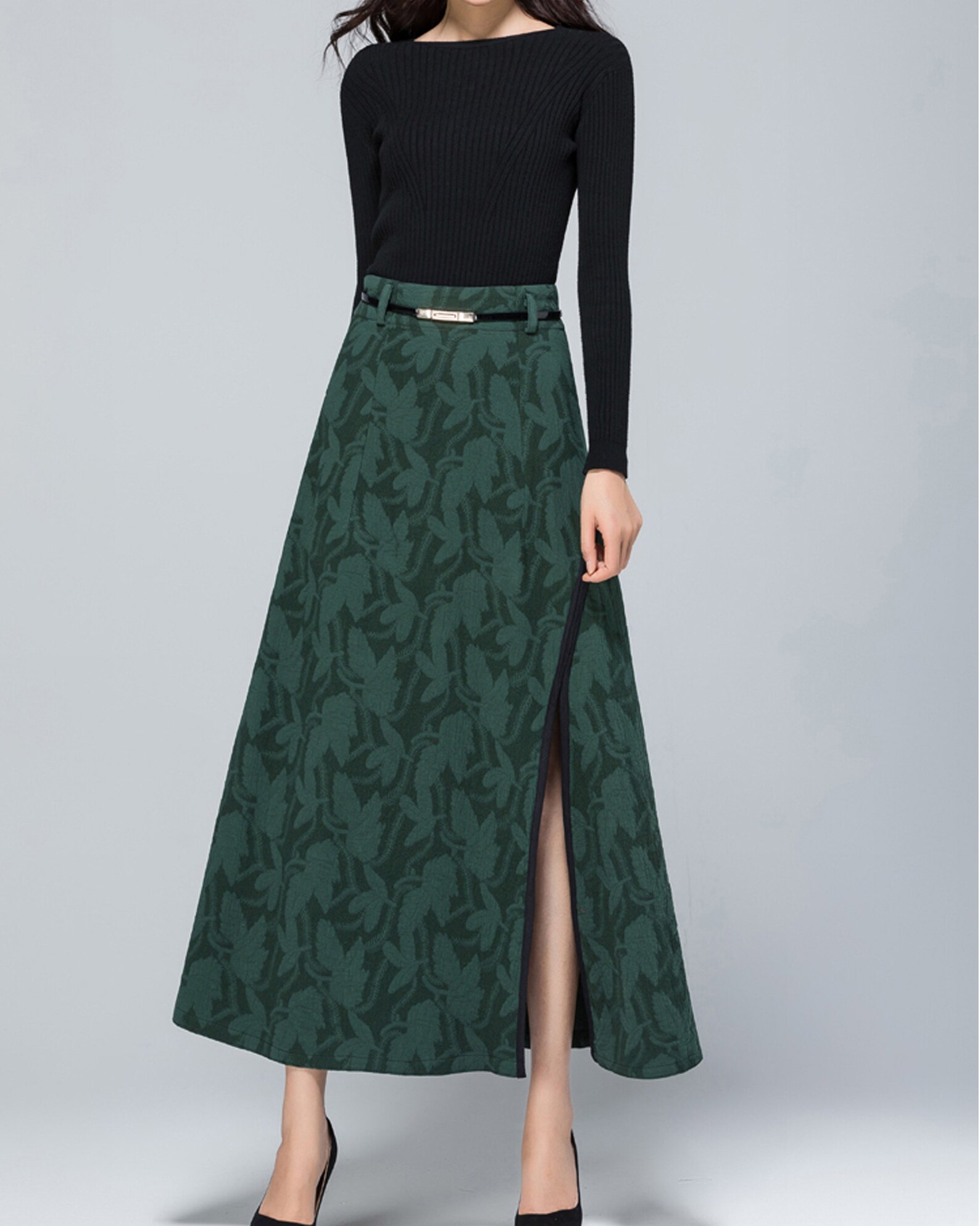 Women's Split Skirt Midi Skirt Jacquard Skirt Linen - Etsy
