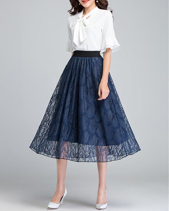 Black and top navy lace skirt