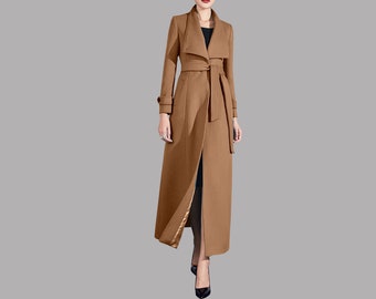 Long Wool Coat Dress: Double Breasted Winter Jacket