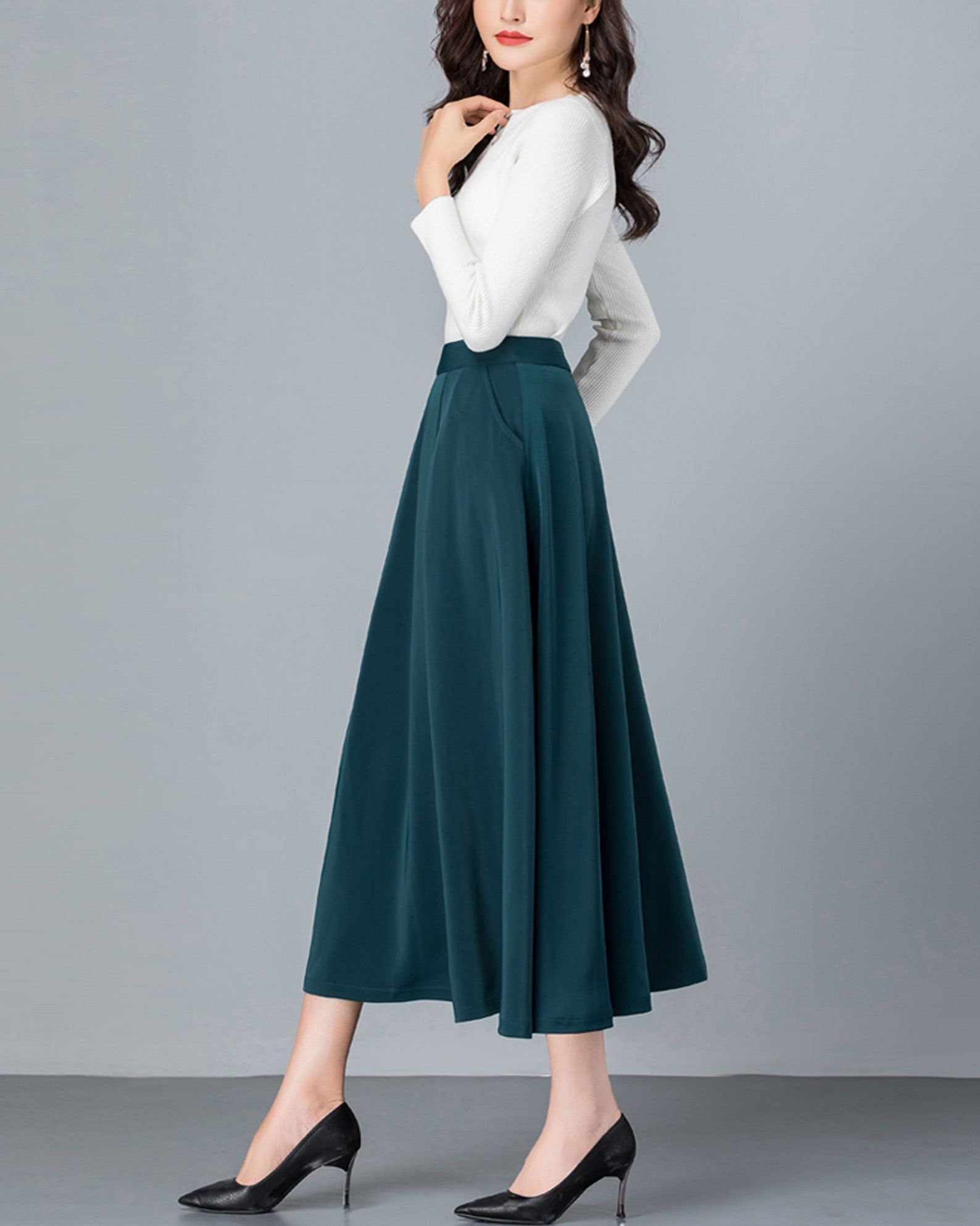 Midi Skirt A-line Skirt Long Skirt Vintage Skirt High - Etsy