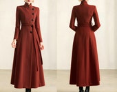 Wool Blend Long Coat Dress: High Collar Winter Jacket - Etsy