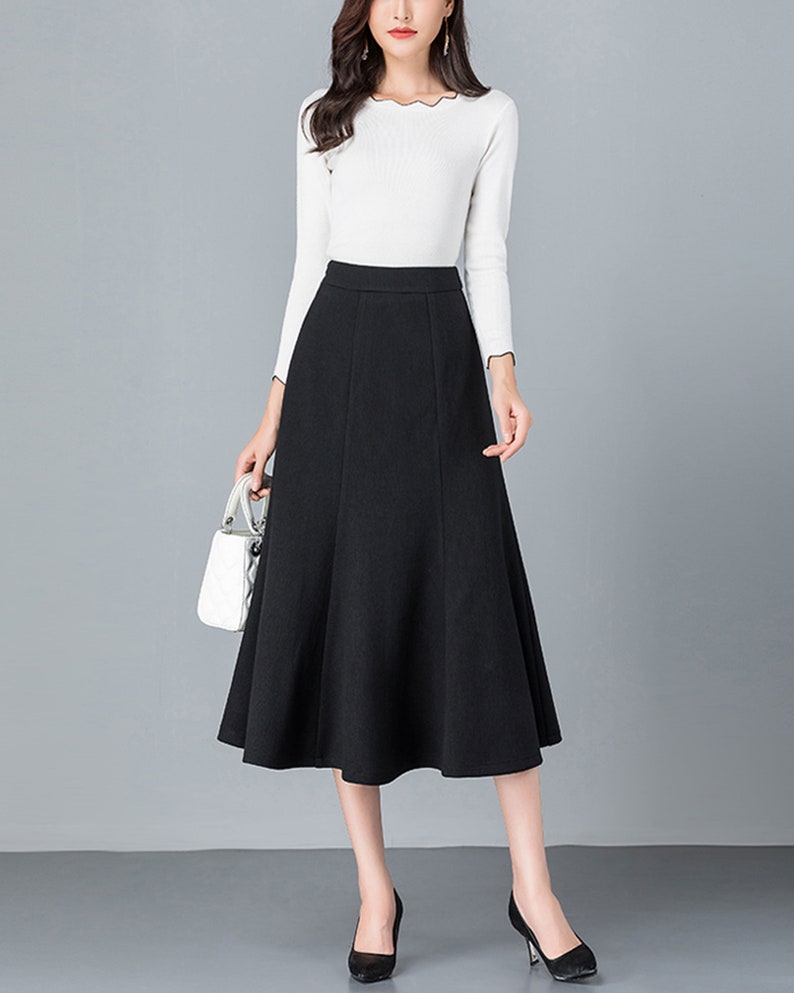 Fishtail Skirt Midi Skirt Winter Skirt Black Skirt Long - Etsy