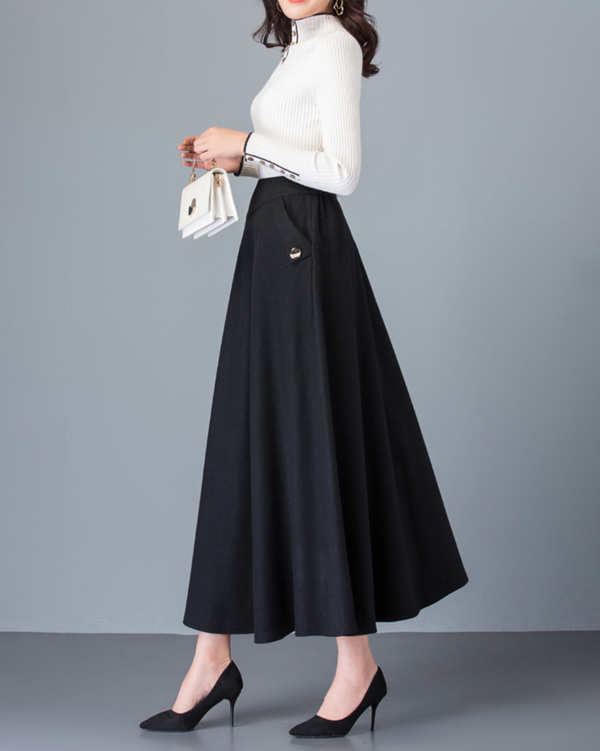 Long Skirt Wool Skirt Midi Skirt Winter Skirt Brown Skirt - Etsy