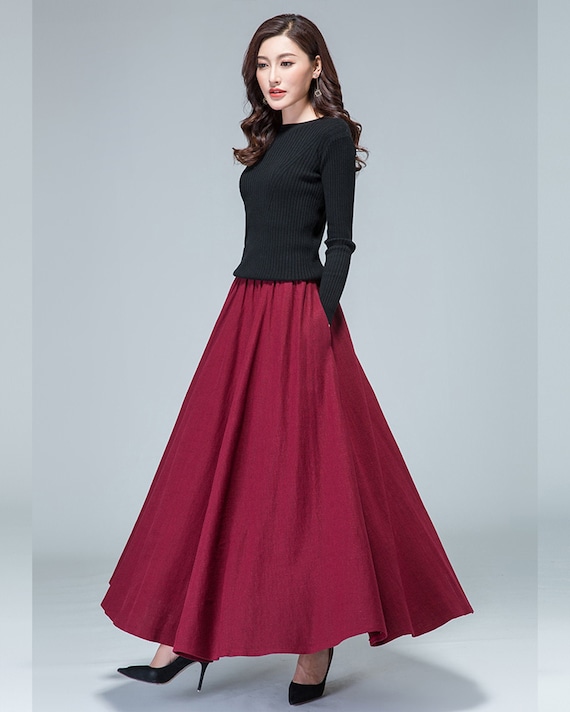 Maxi Skirt, Elastic Waist Skirt, Spring Skirt, Vintage Skirt Maxi Skirt, Elastic Waist Skirt, Spring Skirt, Vintage Skirt