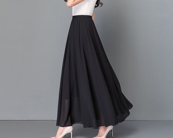 Women's Maxi Skirt, Elastic Waist Skirt, Flare Skirt Women's Maxi Skirt, Elastic Waist Skirt, Flare Skirt