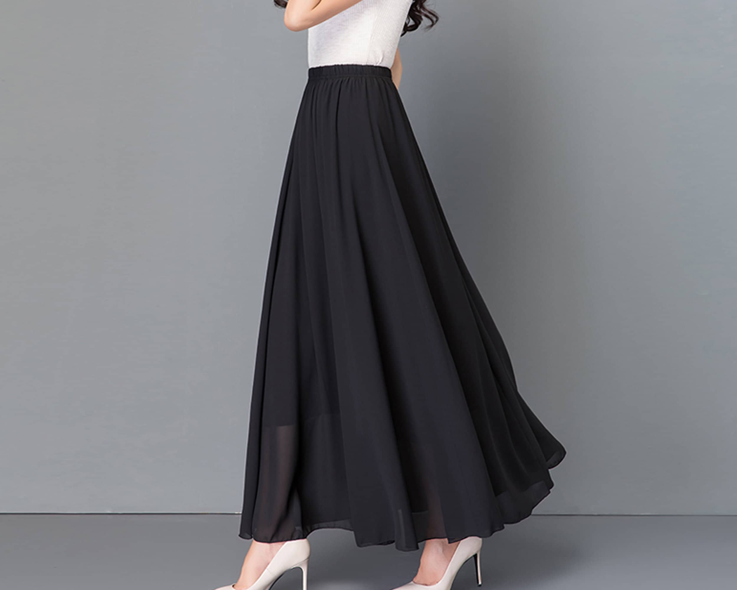 Women's Maxi Skirt Elastic Waist Skirt Flare Skirt - Etsy