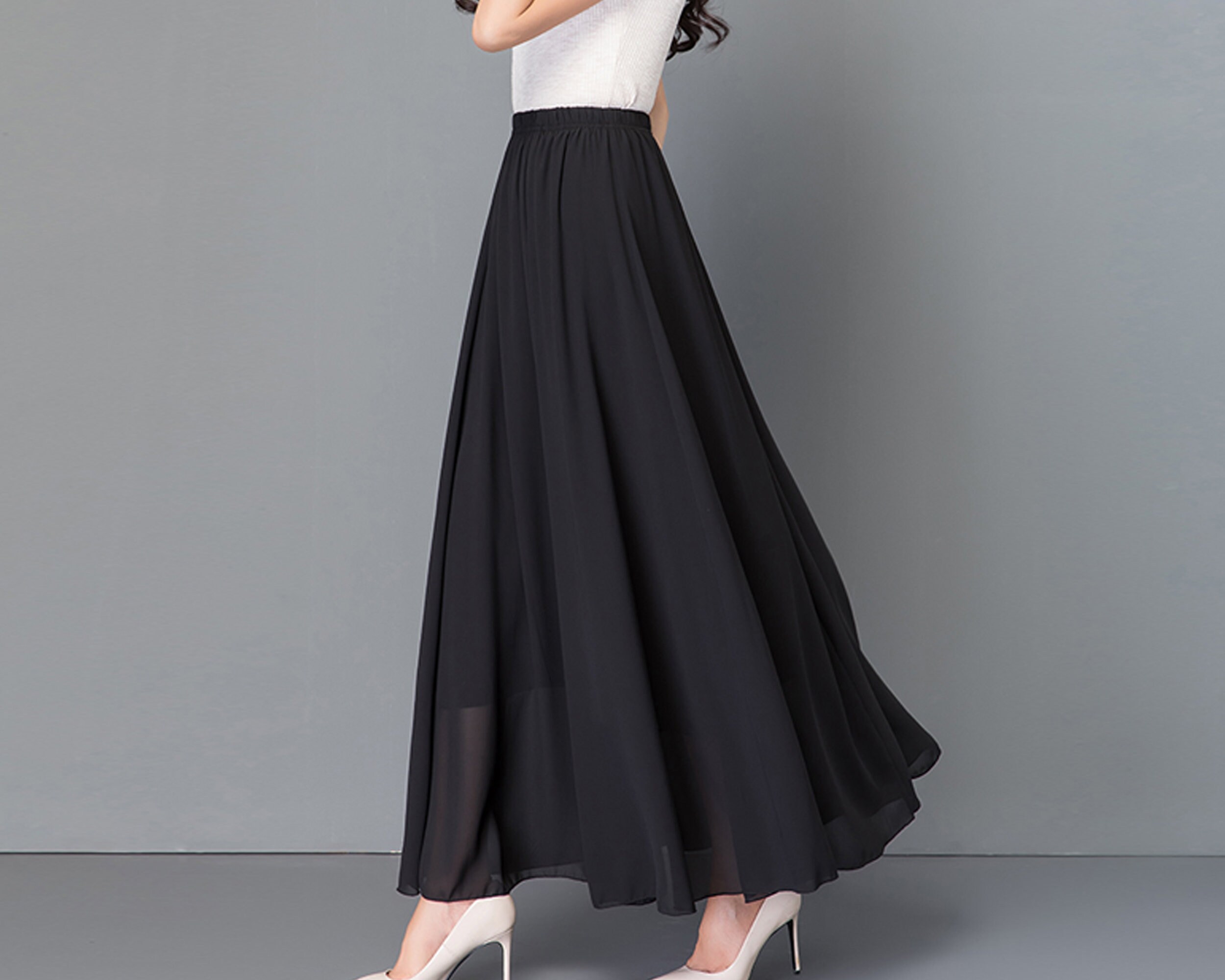 Women's Maxi Skirt, Elastic Waist Skirt, Flare Skirt Women's Maxi Skirt, Elastic Waist Skirt, Flare Skirt