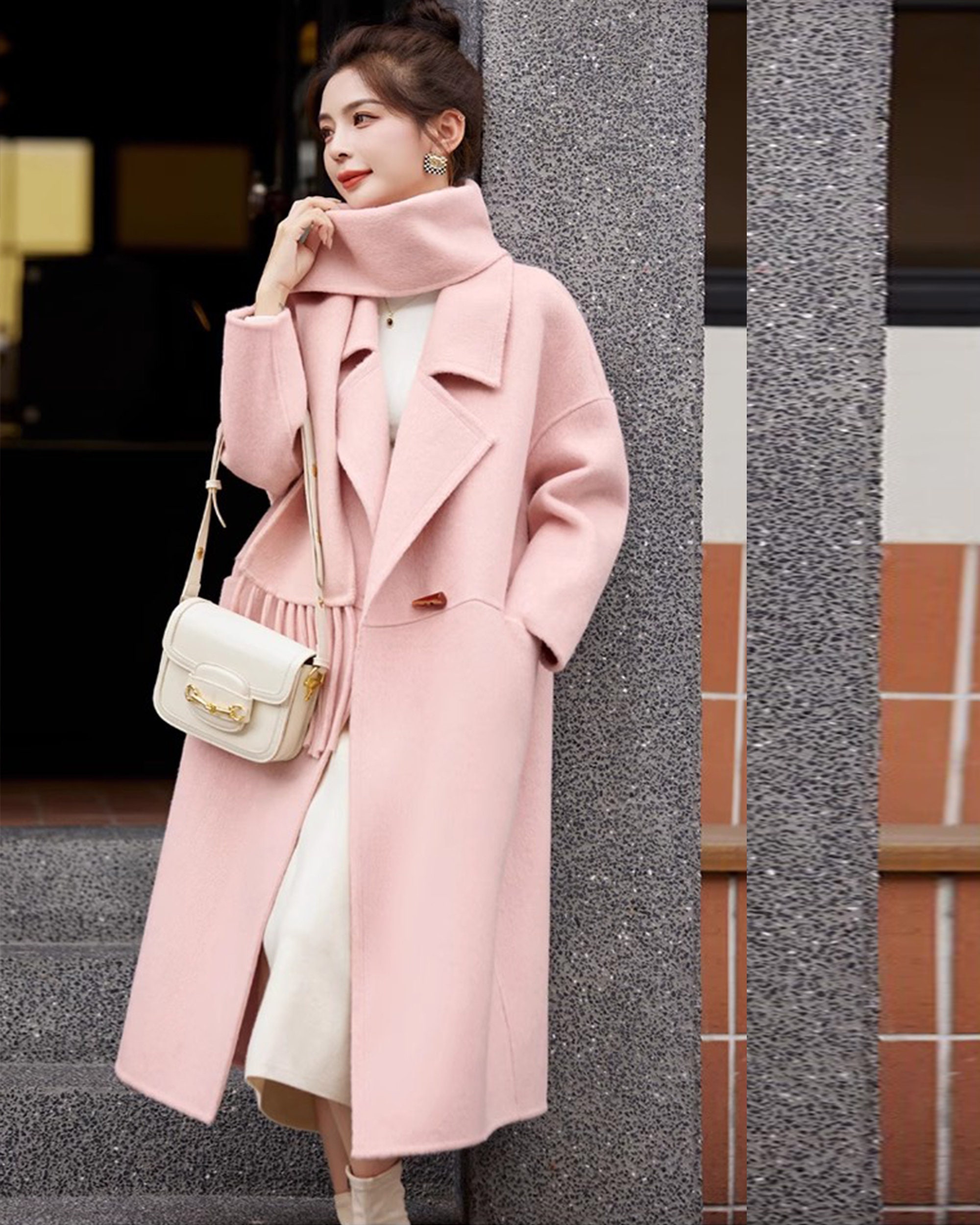 Coat With Scarf, Oversized Wool Coat, Wool Coat Women Coat With Scarf, Oversized Wool Coat, Wool Coat Women